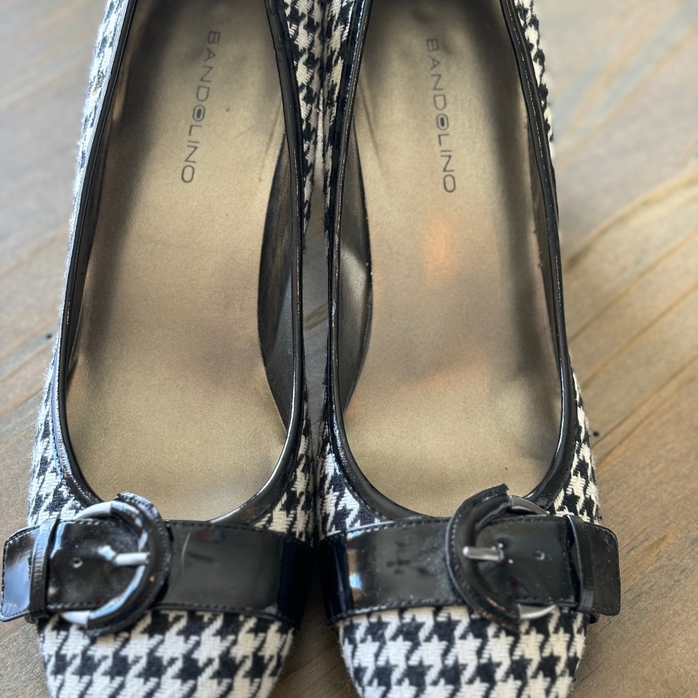 Bandolino Women’s Black & White Gingham Heels 8.5 M